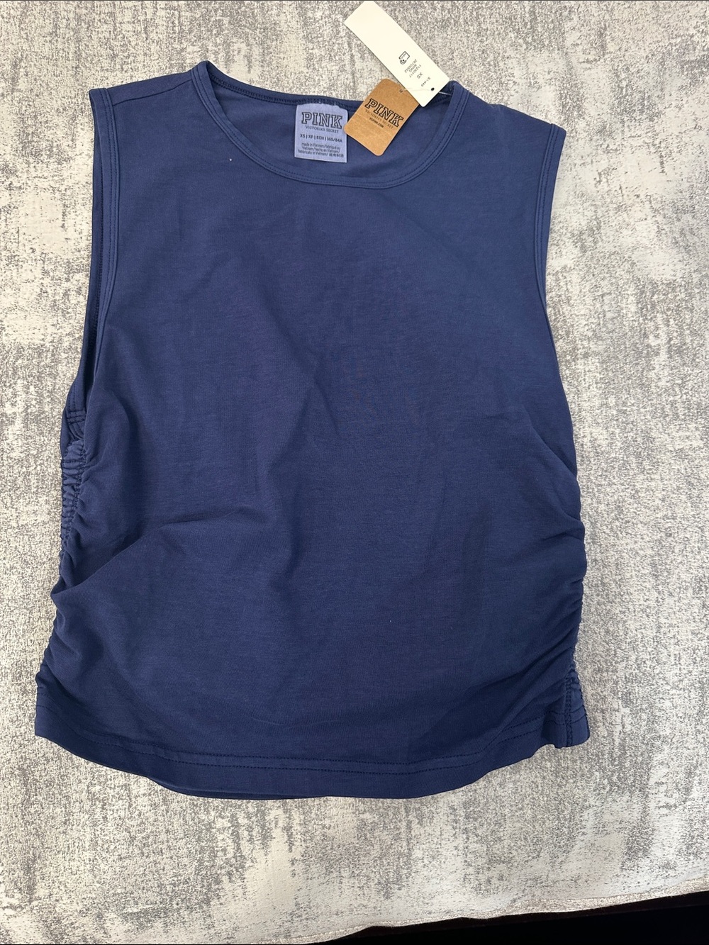 PINK Victoria's Secret Navy Ruched Muscle Tank